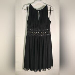 Jessica Howard Women's BlackMaxi Sundress Plunge Neckline Zize 12 Made In China